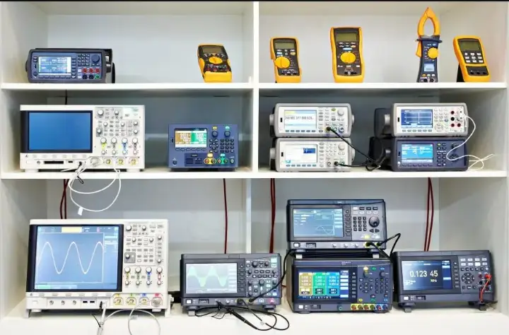 Electronic test and measurement instruments in a laboratory