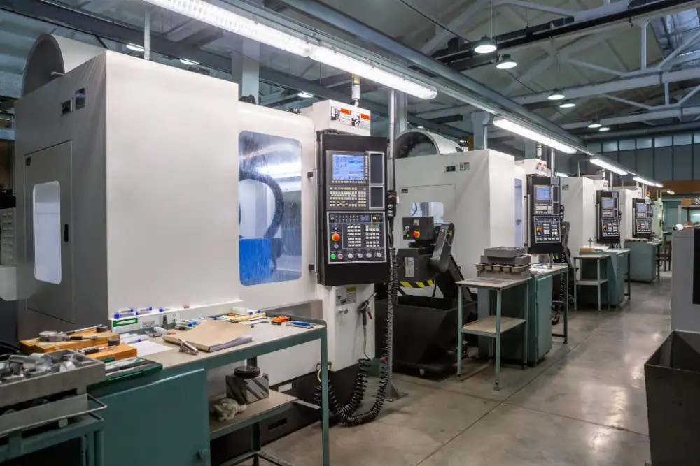 Modern CNC machines on a manufacturing floor