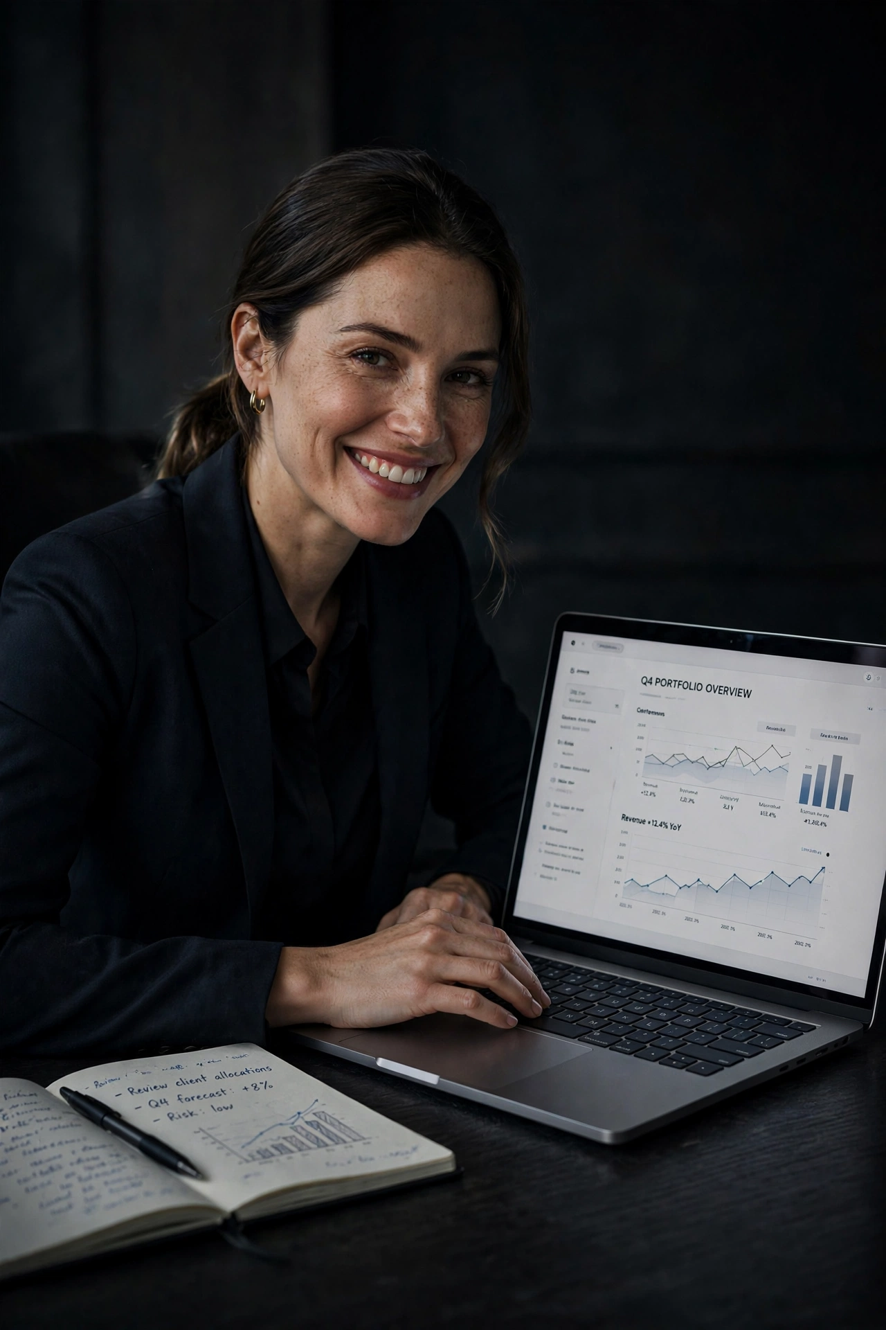 Business owner estimating an equipment payment on a laptop
